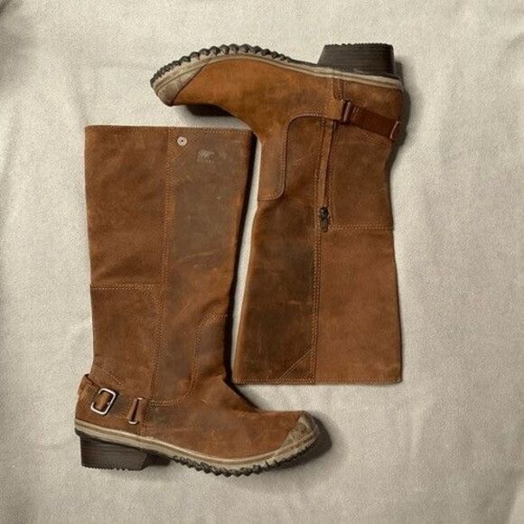 NWOB Sorel NL2108-260 Leather Knee High Pull On Winter Slim Boots Women Size 11 - Picture 9 of 11